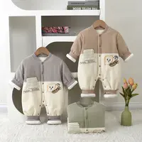 秋冬新款婴幼儿120克夹薄棉连体衣男宝外出卡通无骨爬爬服D22064