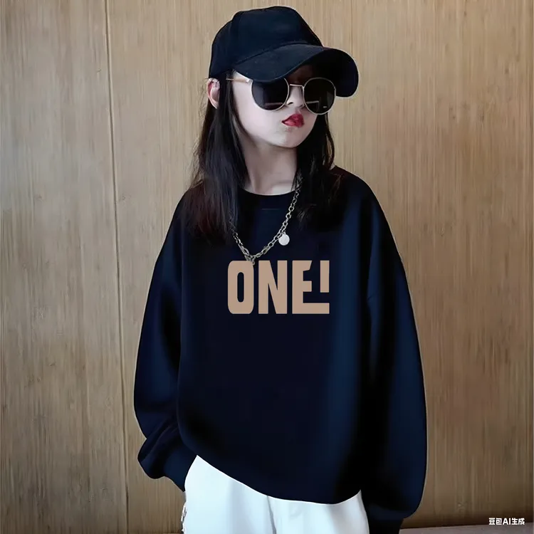 女童初中生纯棉打底衫2025春装女孩早秋薄款长袖T恤儿童女童秋装