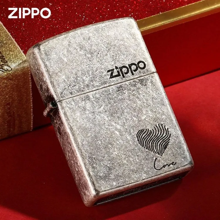 ZIPPO/之宝打火机正品古银指纹爱心送男朋友生日七夕礼物潮酷DYJ1