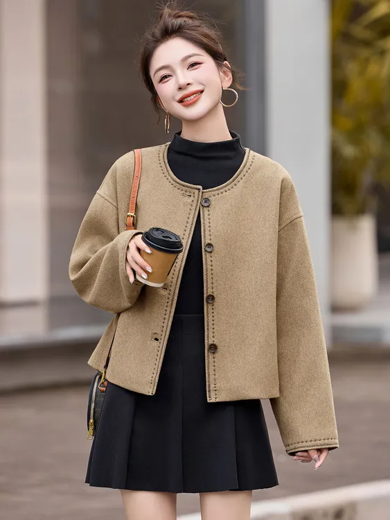 小香风羊毛呢外套女短款2025年秋冬新款百搭加厚呢子大衣气质显瘦