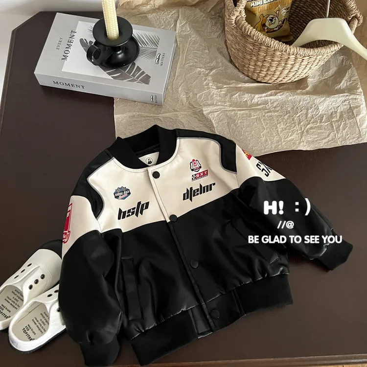 【现货】郝叔童品秋季新款上新潮牌2025洋气高货男童皮衣外套HQ5335