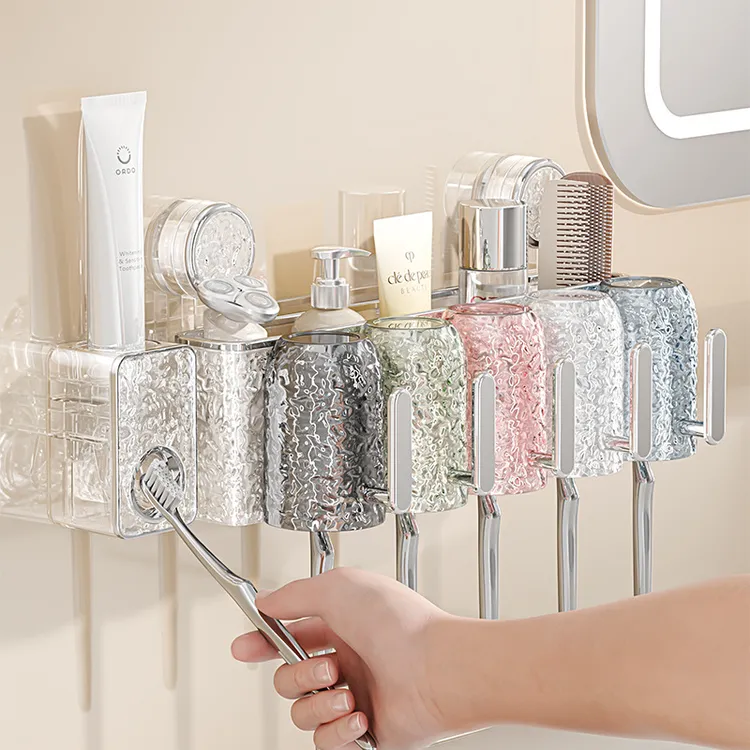 牙刷牙杯置物架吸盘牙刷杯洗漱杯套装卫生间漱口杯收纳电动牙刷架