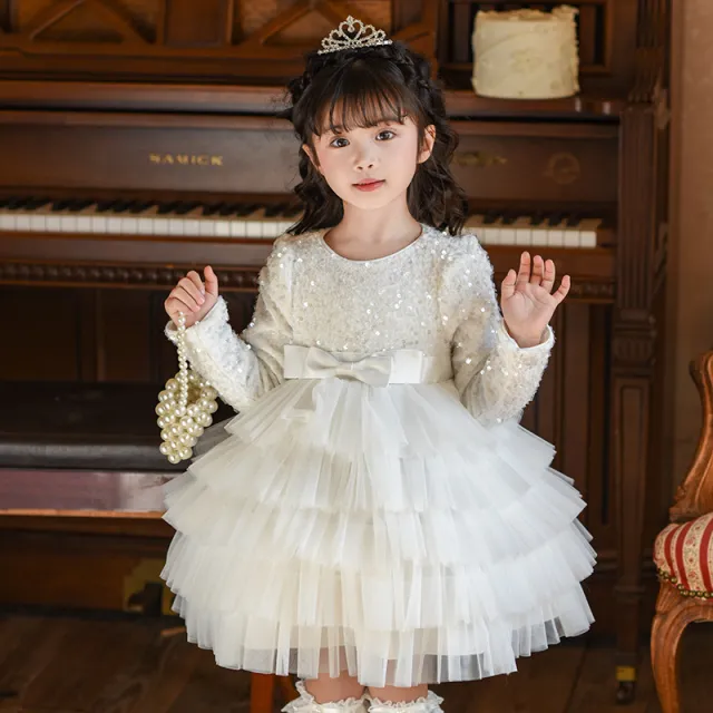 女童公主裙礼服2025新款洋气春装花童婚礼女孩连衣裙儿童生日裙子