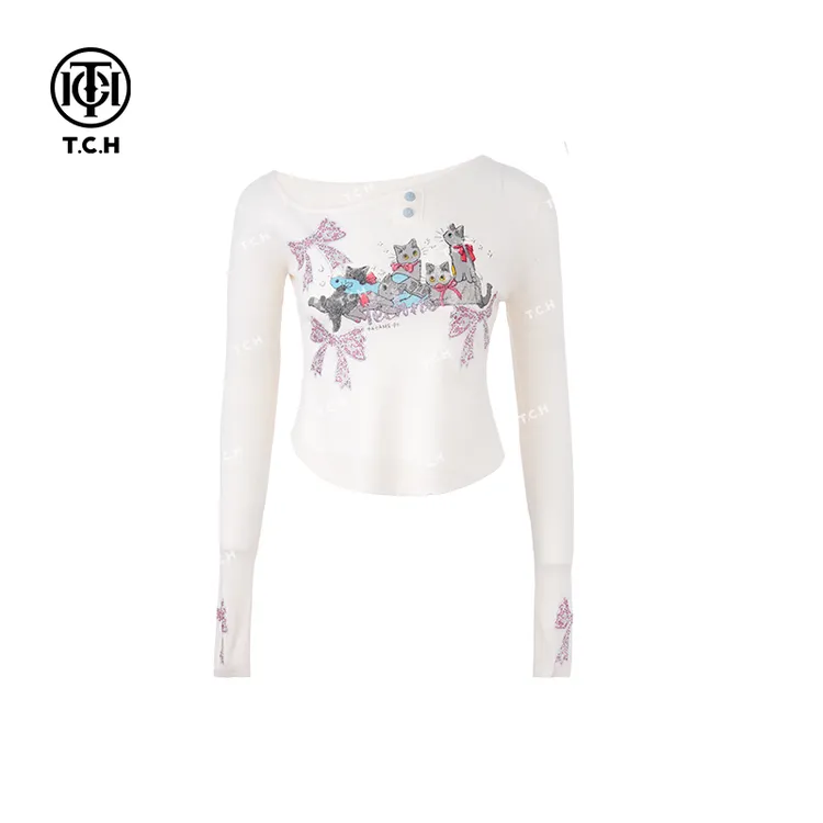 下架-TCH现货烫钻设计感减龄显瘦长袖针织衫女T75A09E5021