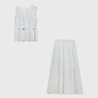 【实体店】峰哥背心白色女装半裙时尚套装连衣裙百搭无袖重工套装