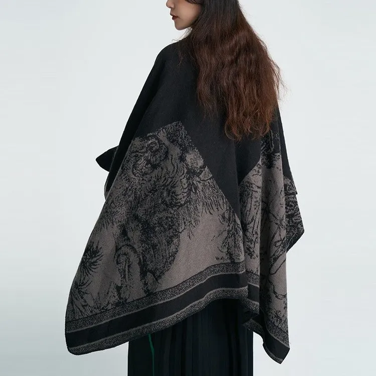 新疆西藏包邮秋冬季简约小众山本暗黑设计感小众斗篷男美拉德穿搭