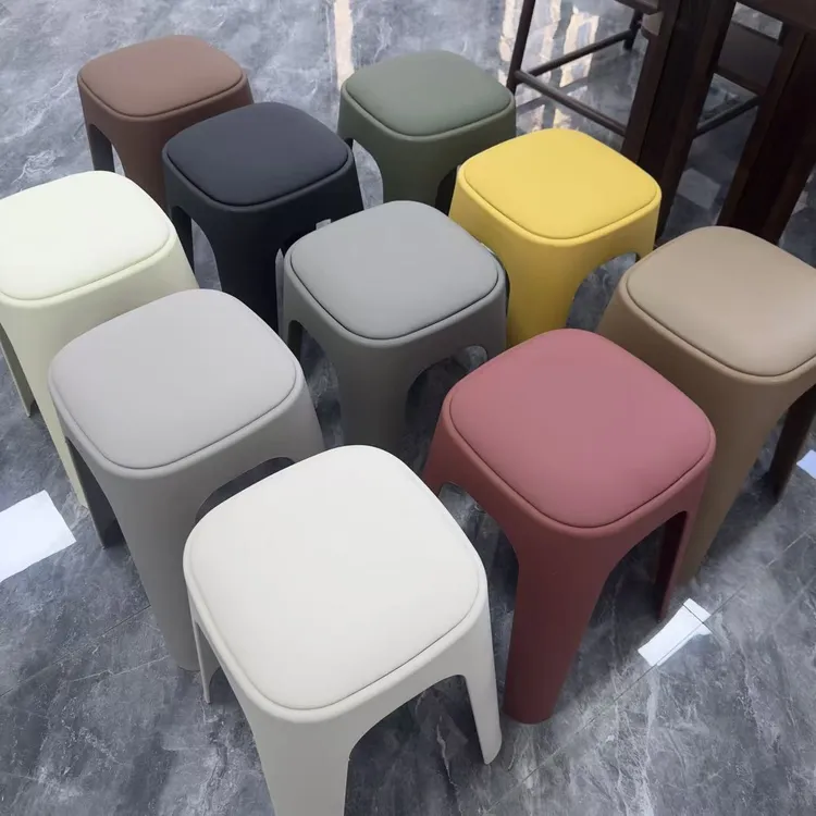 【高回弹-软包凳子】塑料凳子餐桌椅子凳子可叠加家用凳子网红家具