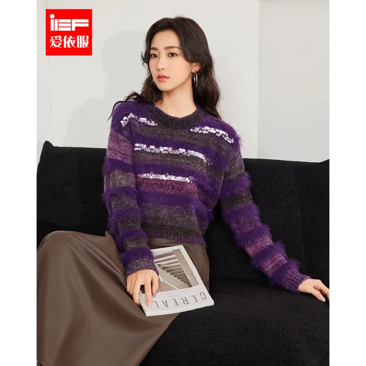 IEF/爱依服2025秋冬新款美式成熟通勤气质设计感百搭短款毛织上衣