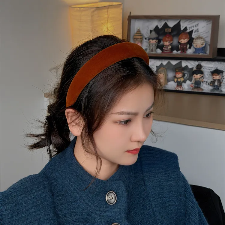 日韩简约风女少女风欧美风发箍头饰缎面头箍丝绒法式