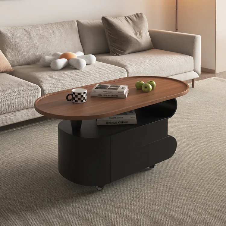 实木中古风可移动茶几小户型轻奢现代高级感客厅家用茶桌极简侘寂