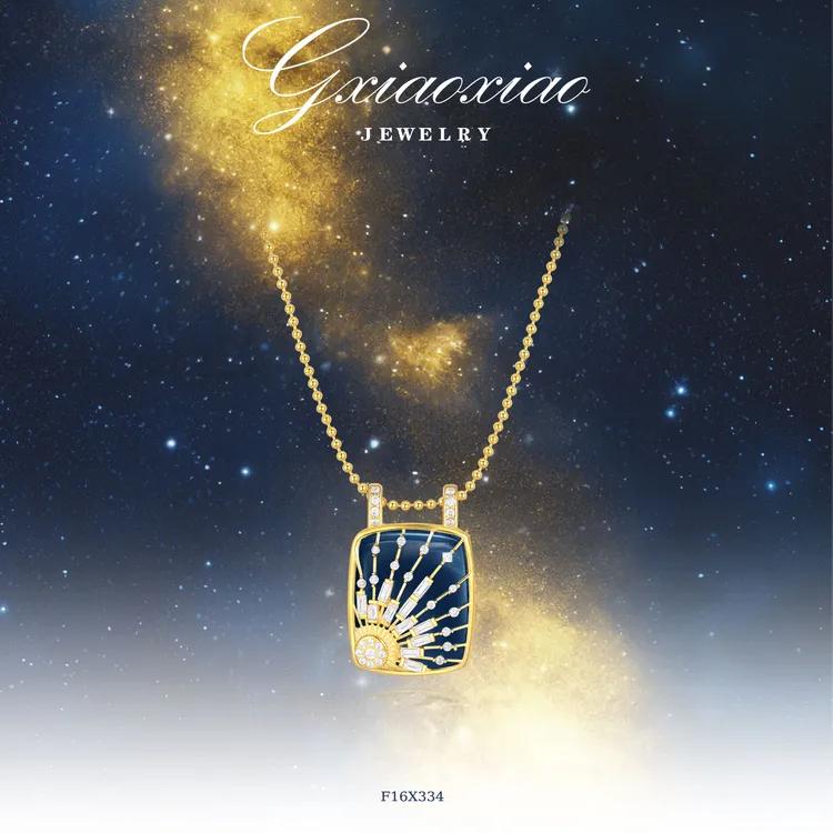 G XIAOXIAO 镀K金【墨夜幻光】气质时尚高级百搭无事牌项链 F16X334