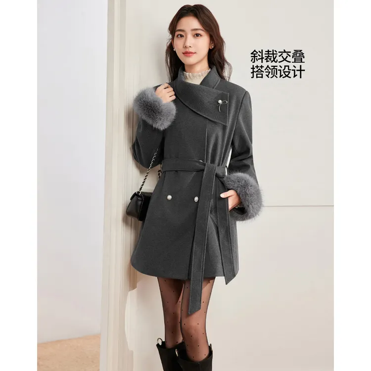 IEF/爱依服2025冬季新款法式复古名媛风通勤气质高级感呢绒中外套