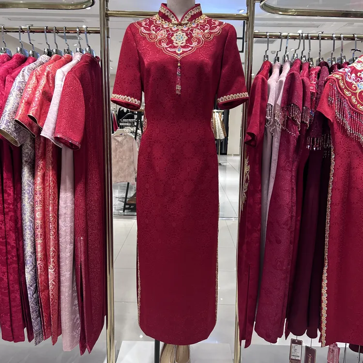 2025年秋季新爆款百年好合云肩喜婆婆旗袍礼服优雅时尚洋气修身