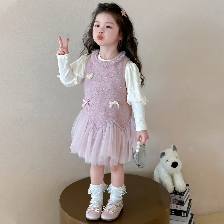 女童连衣裙春装新款2025儿童洋气小香风公主裙宝宝春秋套裙两件套