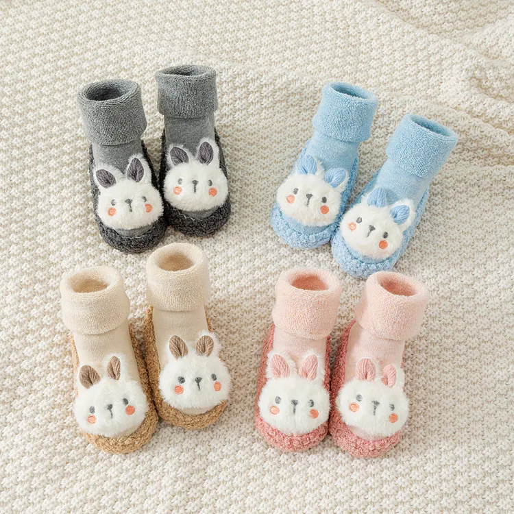 婴儿地板袜秋冬季加绒加厚宝宝学步鞋软底防滑隔凉儿童鞋袜0-2岁
