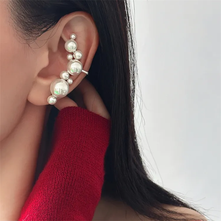 合金亚克力耳饰 E0506-1法式轻奢珠珠耳夹气质时尚百搭小众ins