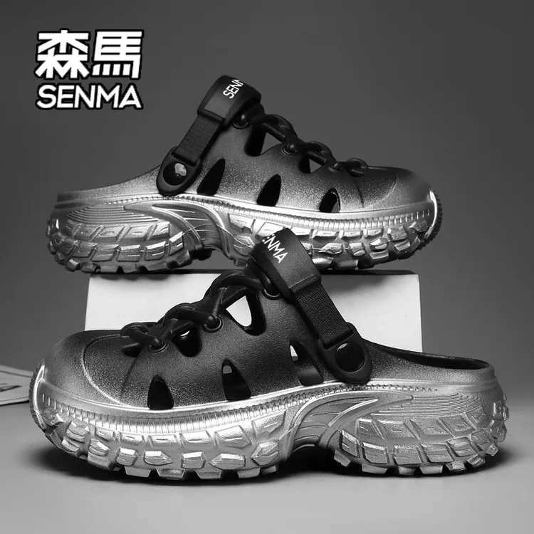 SENMA/森马洞洞鞋男夏季外穿防滑包头拖厚底增高运动两用沙滩凉鞋