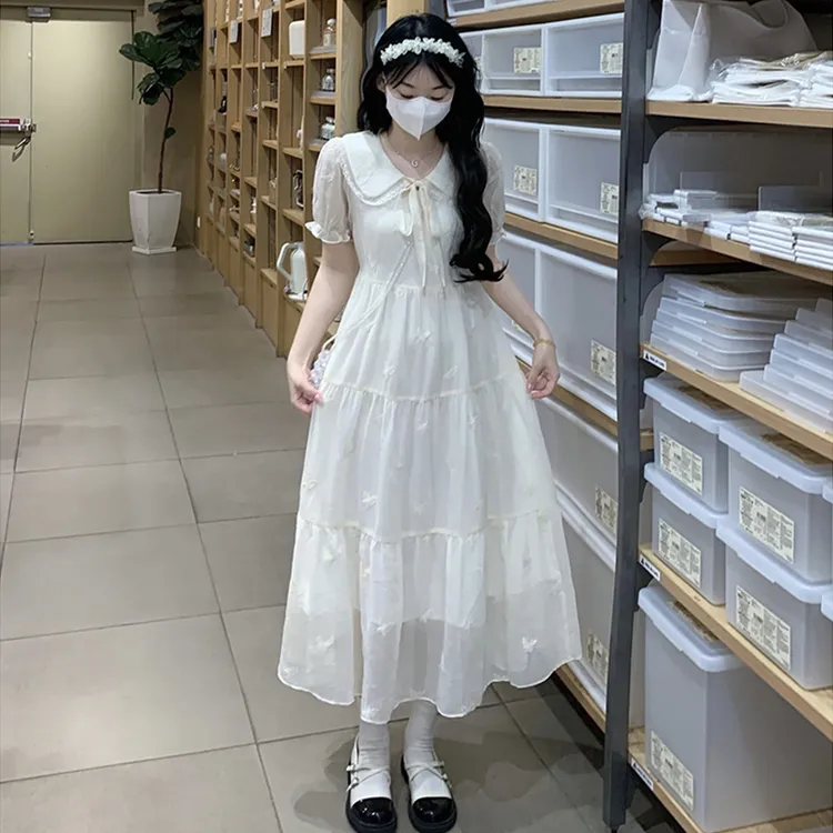 初中学生连衣裙2025夏季新款少女甜美高中女生仙女裙过膝长裙显瘦
