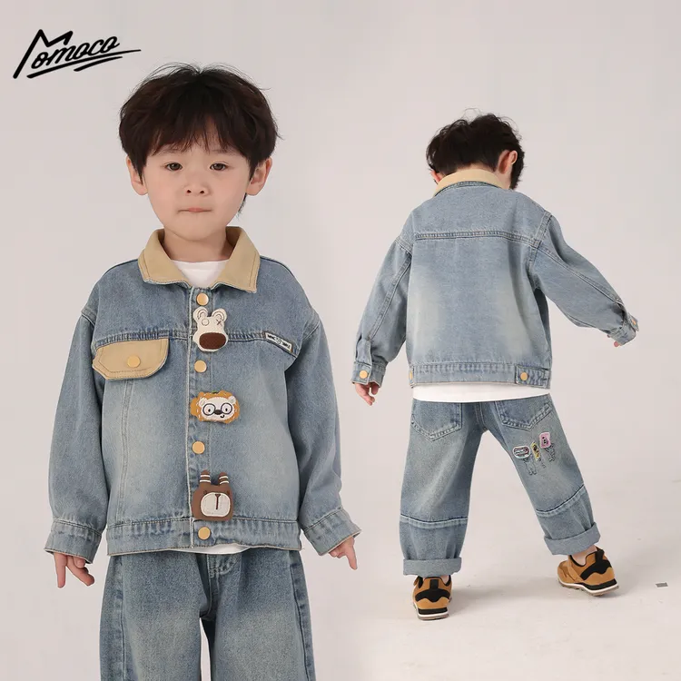MOMOCO2025款春季新款男童公仔玩偶时尚牛仔外套77130108005