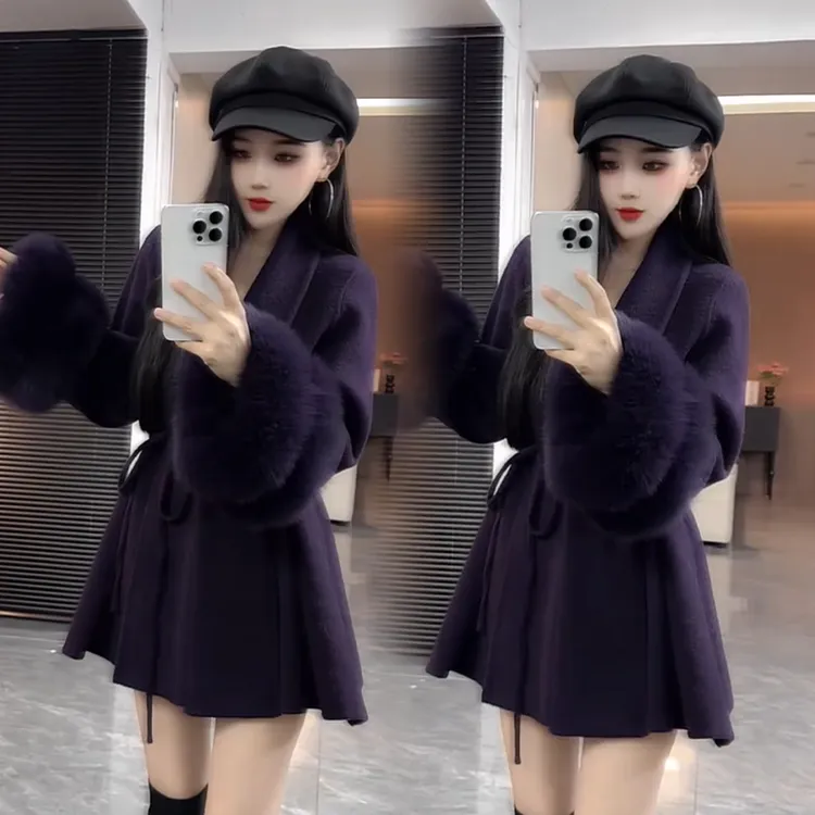 2025秋冬新款时尚显瘦气质网红高档洋气女高级百搭宽松毛呢外套潮