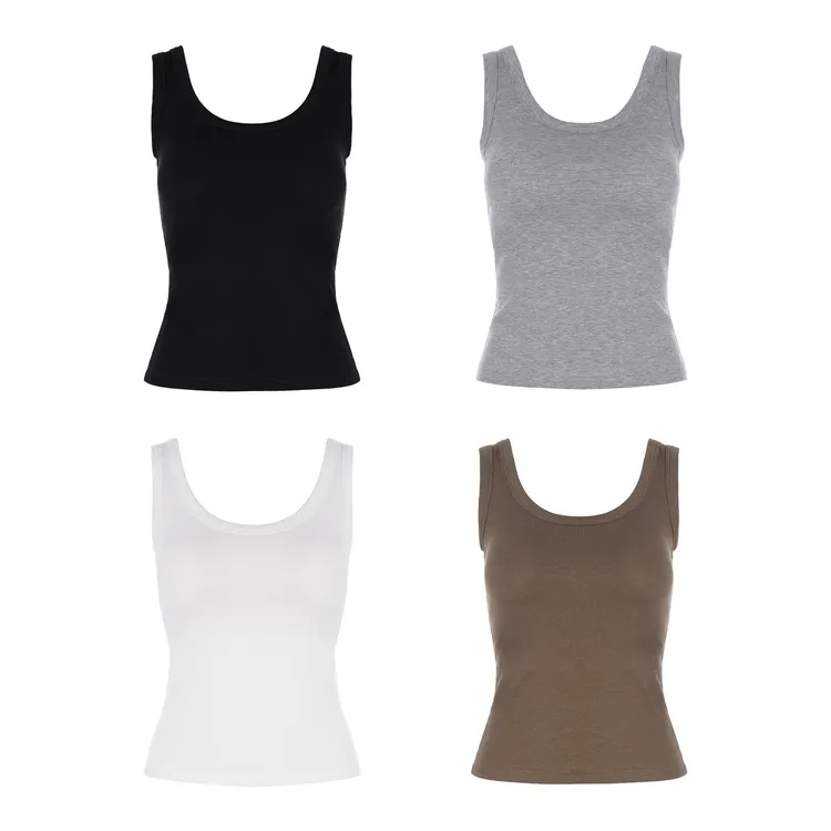 LYNEE【NO BRA】新 u领螺纹背心女内搭无袖吊带上衣LGD2FAT039