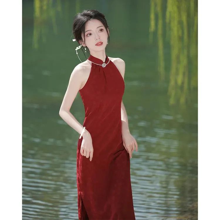 改良旗袍敬酒服新娘结婚新中式红色高级感2025新款订婚礼服女夏季