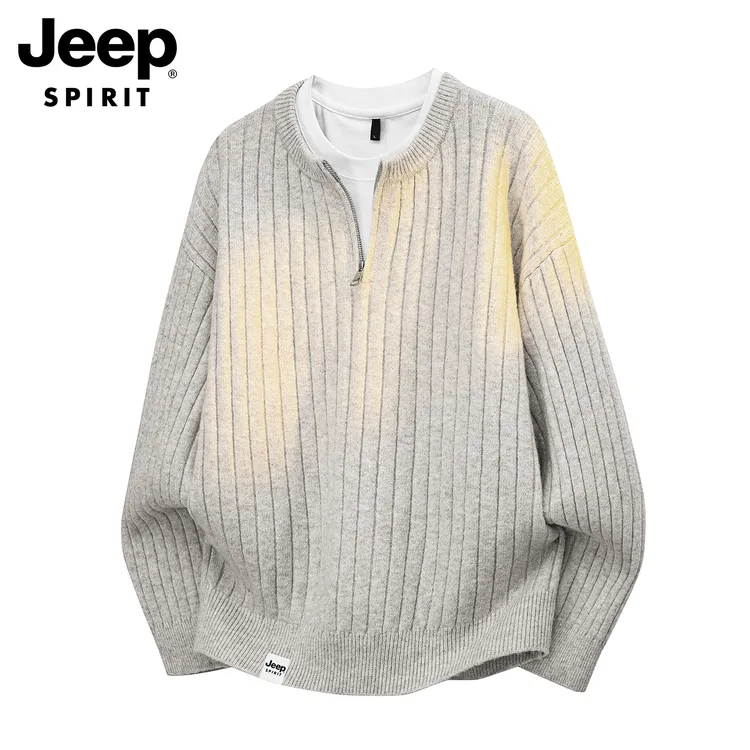 吉普半拉链毛衣男款秋冬季2025新款毛线衣高级感男装针织打底衫潮