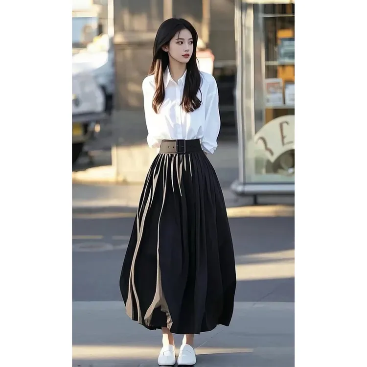 春季减龄洋气时尚高知穿搭小洋装轻奢高级感白色衬衫两件套装裙女