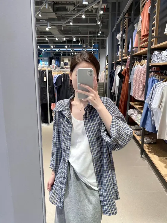 2025早春季穿搭一整套韩系高级感慵懒风宽松格子衬衫裙子三件套装