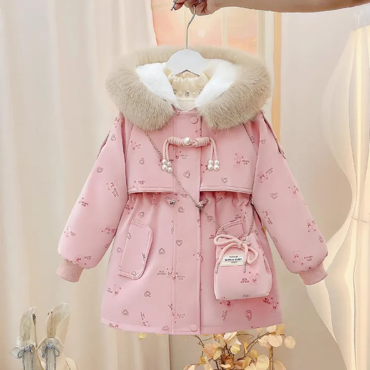 奥莱正品2026新款女童加绒外套秋冬季儿童加厚服中大童碎花休闲派