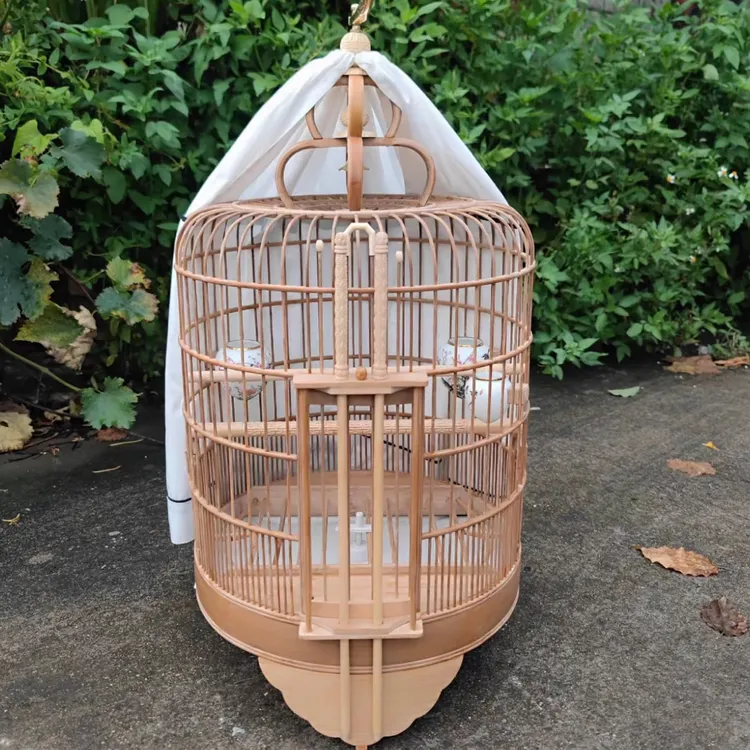 广西底无漆三圈广笼画眉鸟笼大号新款鸟笼子全套配件高级素笼