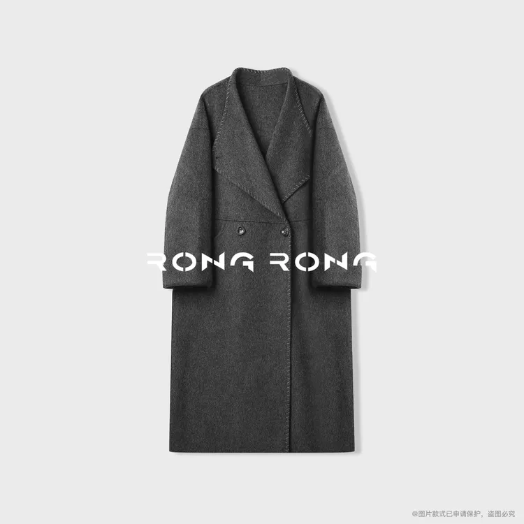 溶溶【女主风姿】RONGRONG 绵羊毛桑蚕丝骆驼绒意式双面呢大衣25178