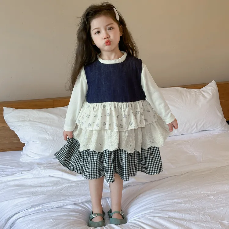 女童裙子套装早秋小女孩背心蛋糕裙2025儿童时髦女宝宝春秋连衣裙