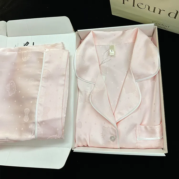 可爱kitty猫冰丝薄款睡衣女夏季休闲卡通家居服短袖短裤夏天外穿