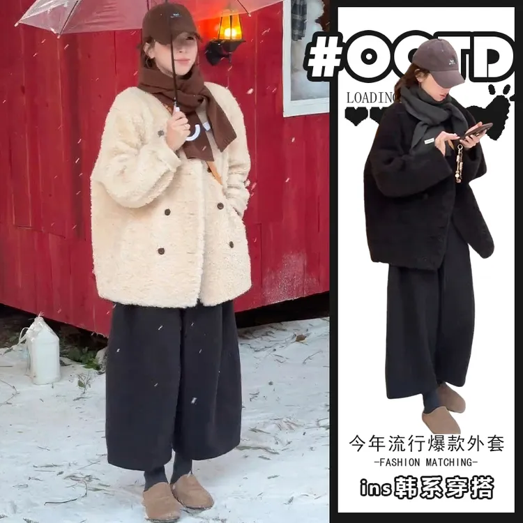 高级感超好看的慵懒双排扣外套女秋冬2025新款小个子宽松显瘦大衣