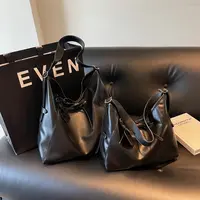 简约纯色纯黑色托特包车缝线腋下包磁扣手工单肩款单肩通勤风