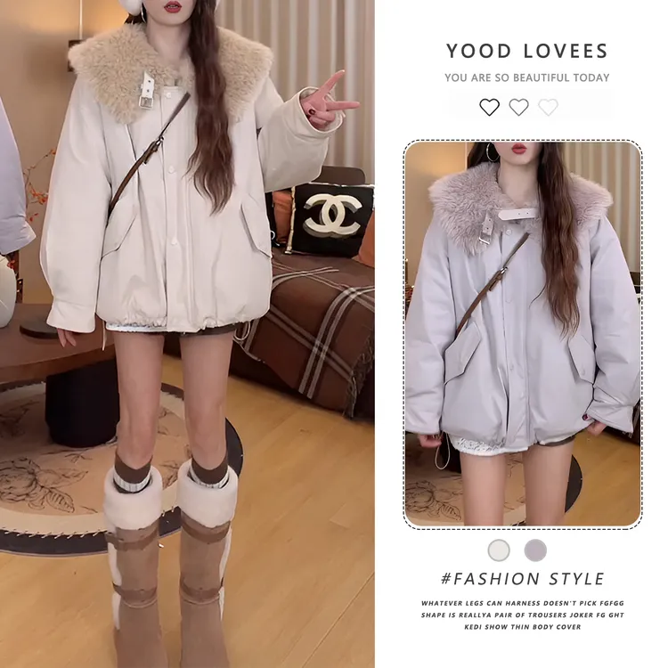 气质甜美软糯大翻领短外套2025秋冬新款温柔慵懒风宽松保暖短外套