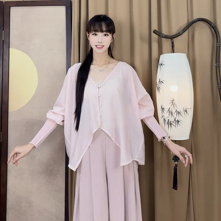 ShiShi夏季飘逸舞服上衣练功服开衫古典舞现代舞拉丁瑜伽现代