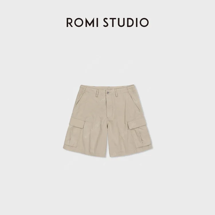ROMI STUDIO“工装美学”原生精梳棉酵洗复古感工装短裤 RWCSXD7590