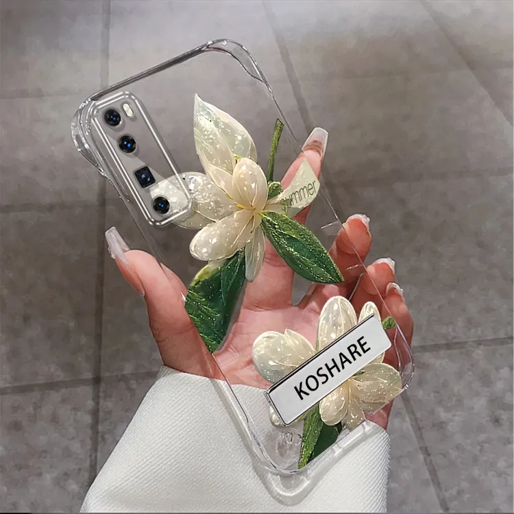 适用于华为nova7Pro系列水晶花无边框支架手机壳