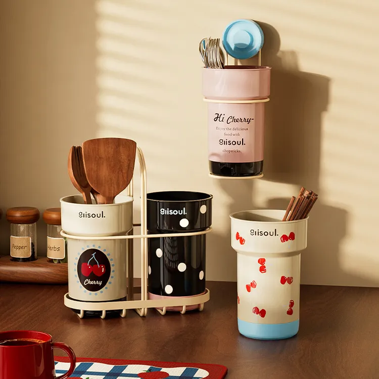 川岛屋筷子收纳盒家用高档新款筷子筒沥水防霉勺筷子篓壁挂式筷笼