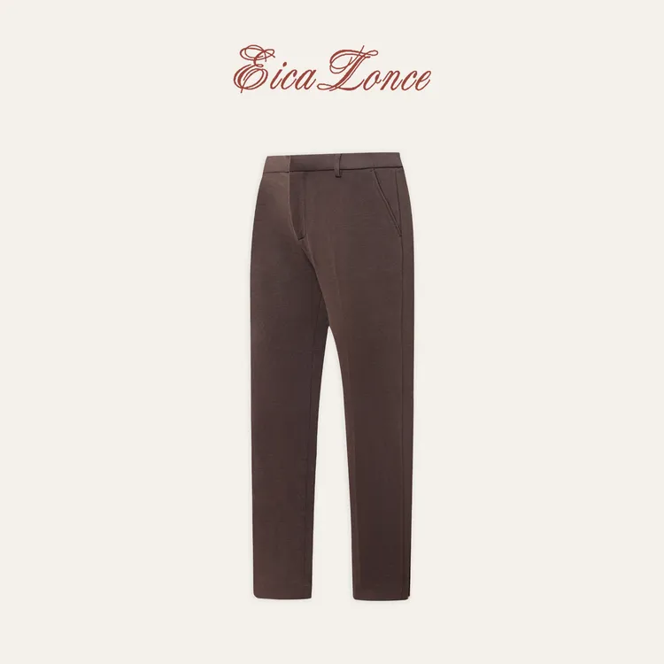 意卡伦萨 羊绒羊毛桑蚕丝混纺秋冬男士显瘦休闲长裤KN30505