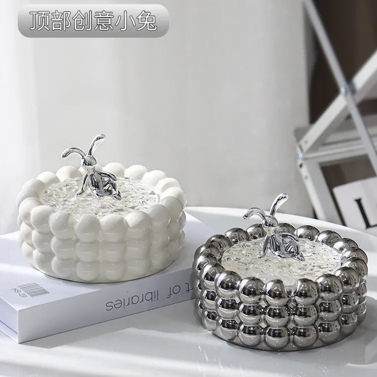 轻奢陶瓷烟灰缸ins高级感家用客厅烟缸带盖防飞灰多号高档煙灰缸