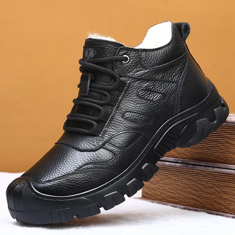 路易圣戈希男款大棉鞋男士冬季加厚皮毛一体中老年爸爸时尚休闲鞋