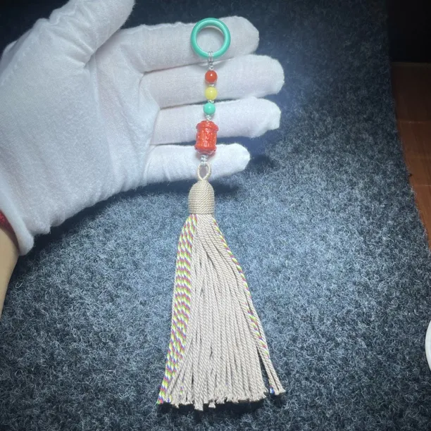 文玩配饰 跑环流苏侧挂 六字真言搭配红绿灯 手工制作 喜欢的下单