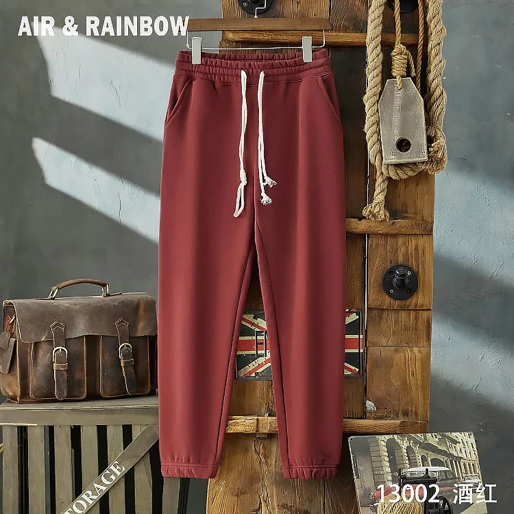 男款秋冬加厚加绒宽松休闲裤简约百搭纯色卫裤夏季长裤运动裤子