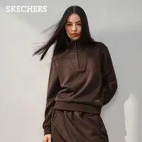 斯凯奇秋季女士舒适翻领套头卫衣休闲运动风经典百搭L425W012 DB