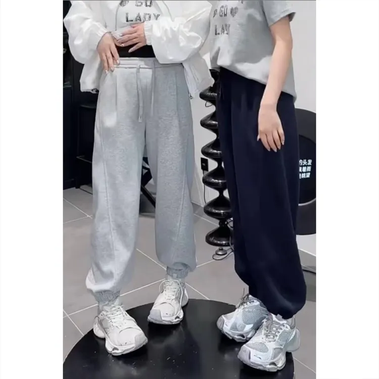 艾塔莉显瘦阔腿休闲裤女春季新款胖mm梨形身材束脚裤大码直筒卫裤