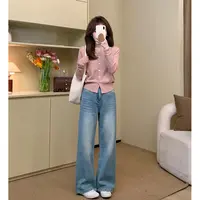 FUGUI RICH小个子水洗磨白牛仔裤女春款百搭高腰裤子 26244N4217