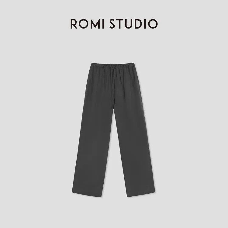 ROMI STUDIO“轻松随性”莱赛尔混纺高腰系带直筒休闲裤RW24WXH1359